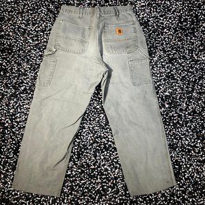 Distressed CARHARTT Green Dungaree Duck Denim Work